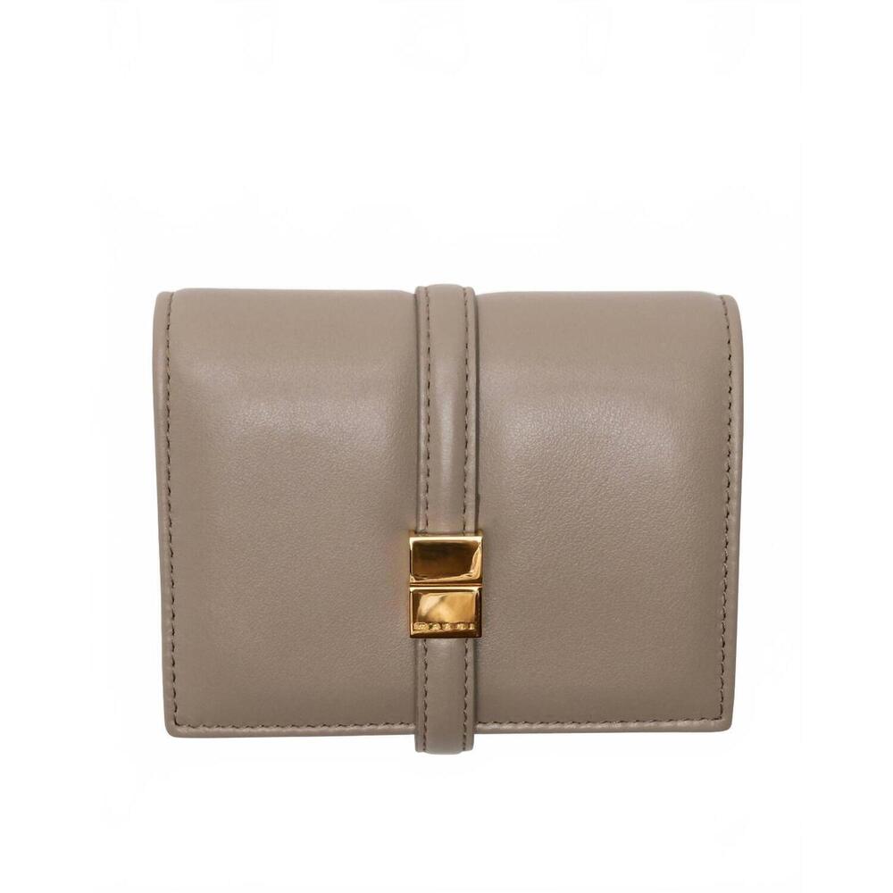 NEW MARNI women's prisma billfold leather wallet in cork beige